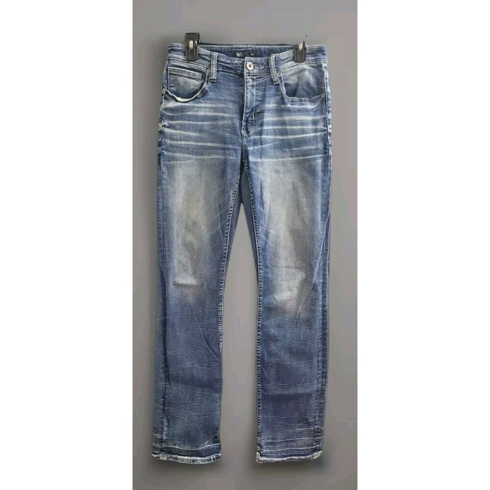 BKE Men’s Jake Straight Leg Relaxed Jeans Sz 31x36 (31x34.5) Med Wash Whiskered